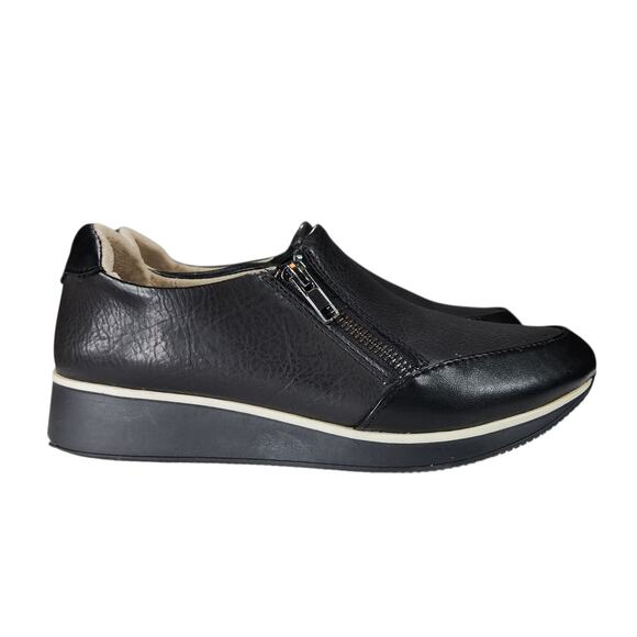 Naturalizer Sneakers sz 7.5M Women Finny Walking‎ Shoes Black White Zipper Wedge - Picture 2 of 12